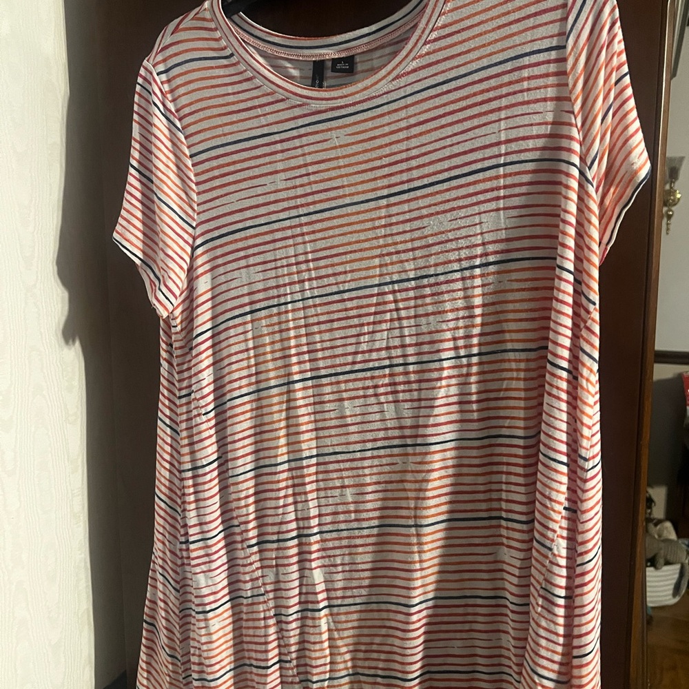New Directions Pink and Gray Oversized T-Shirt Relaxed Fit